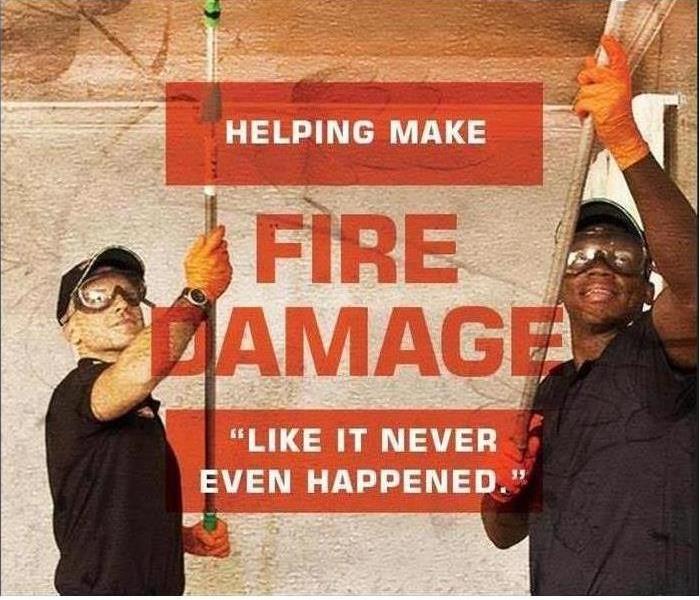 Fire Damage Restoration Process West Springfield - Overall Property Protection - image of technicians cleaning ceiling